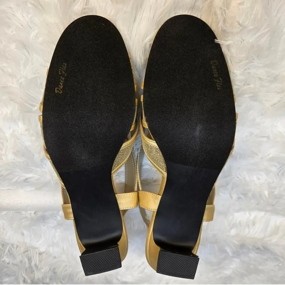 Easy Street Alive @ 5 Tristen Women's Gold Dress Slingback Heels Size 8.5